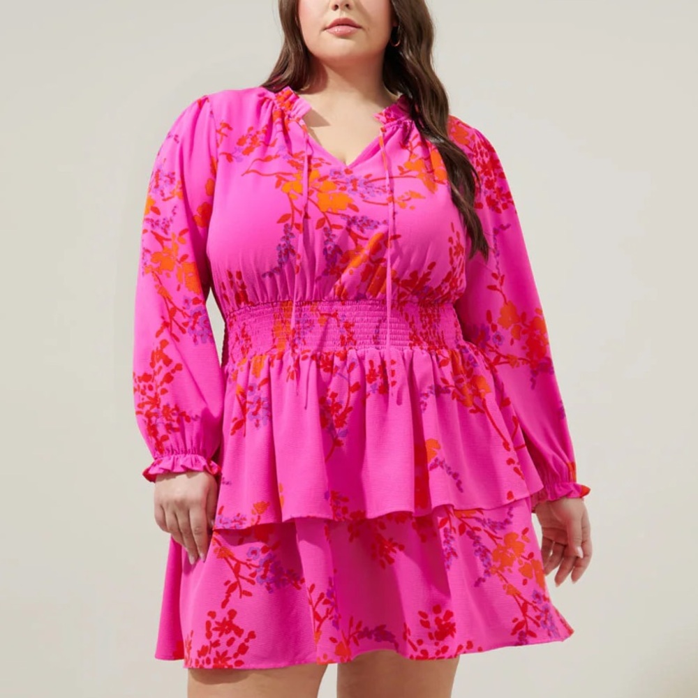 Seiko Floral Starla Smocked Tiered Mini Dress